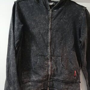 Hardtail black wash womans zip hoodie